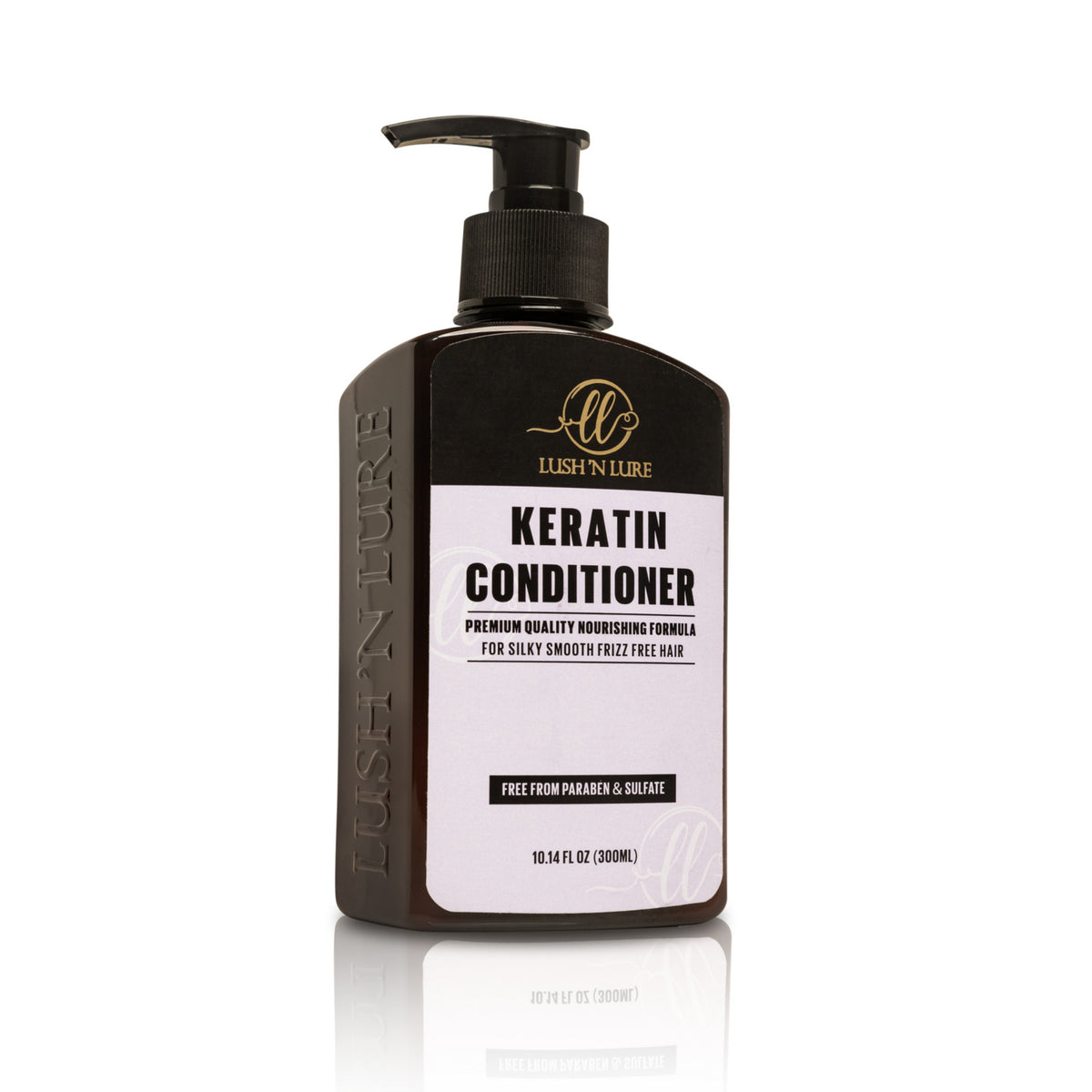 "Image displaying LUSH 'N LURE Keratin Conditioner, a rich and nourishing formula to strengthen and hydrate hair."