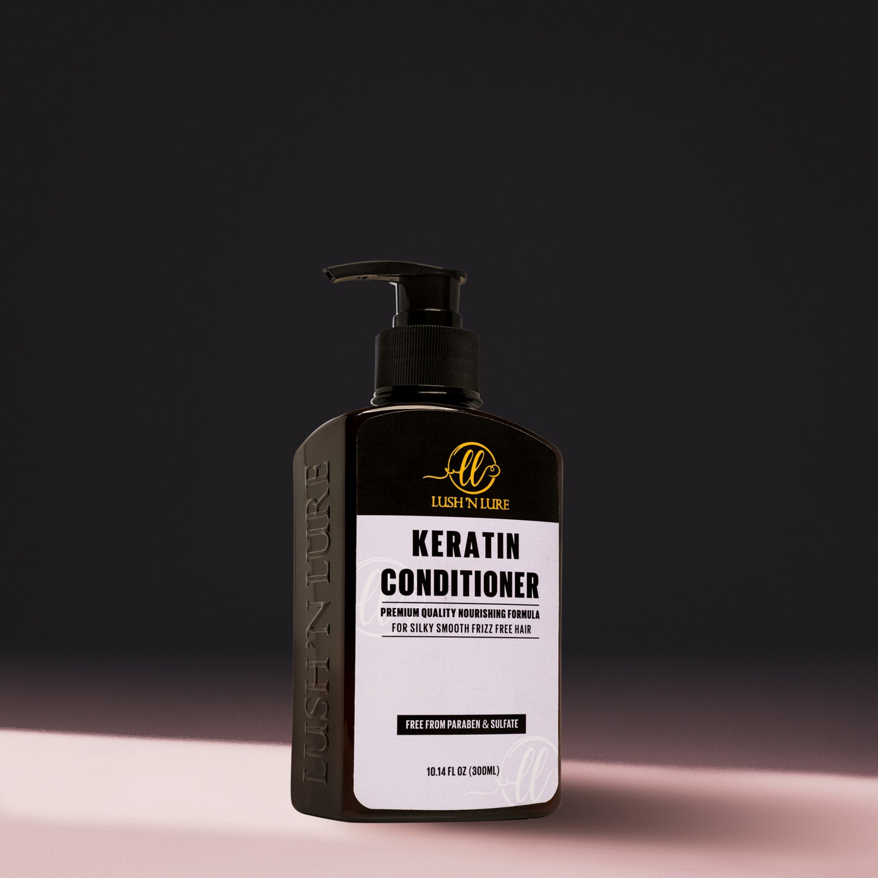 Image displaying LUSH 'N LURE Keratin Conditioner, a rich and nourishing formula to strengthen and hydrate hair.