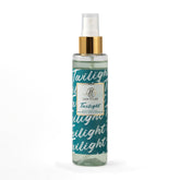 Twilight hair & body mist bottle with gold cap on a white background