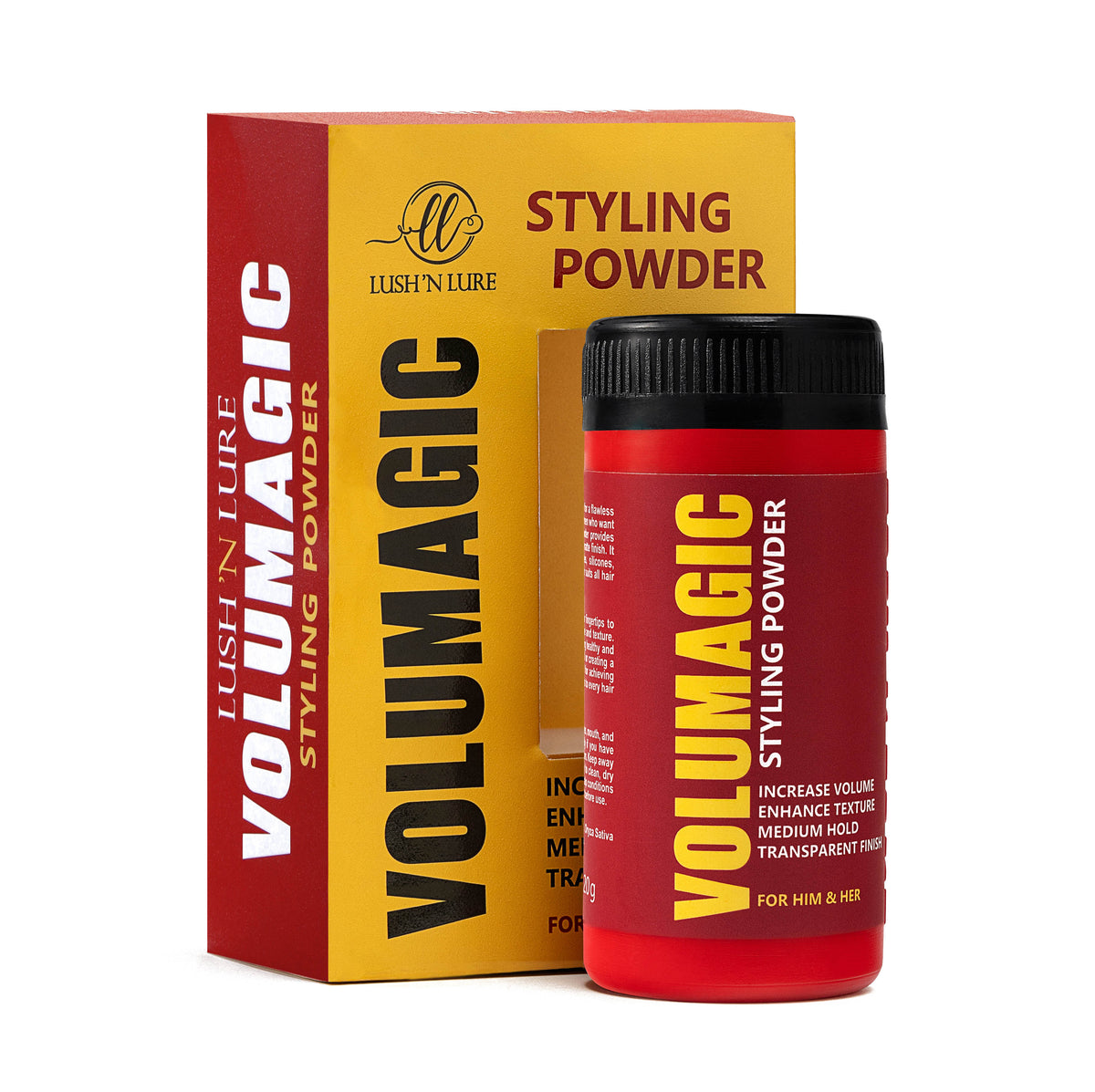 Volumagic (Volume) styling powder with packaging on a white background