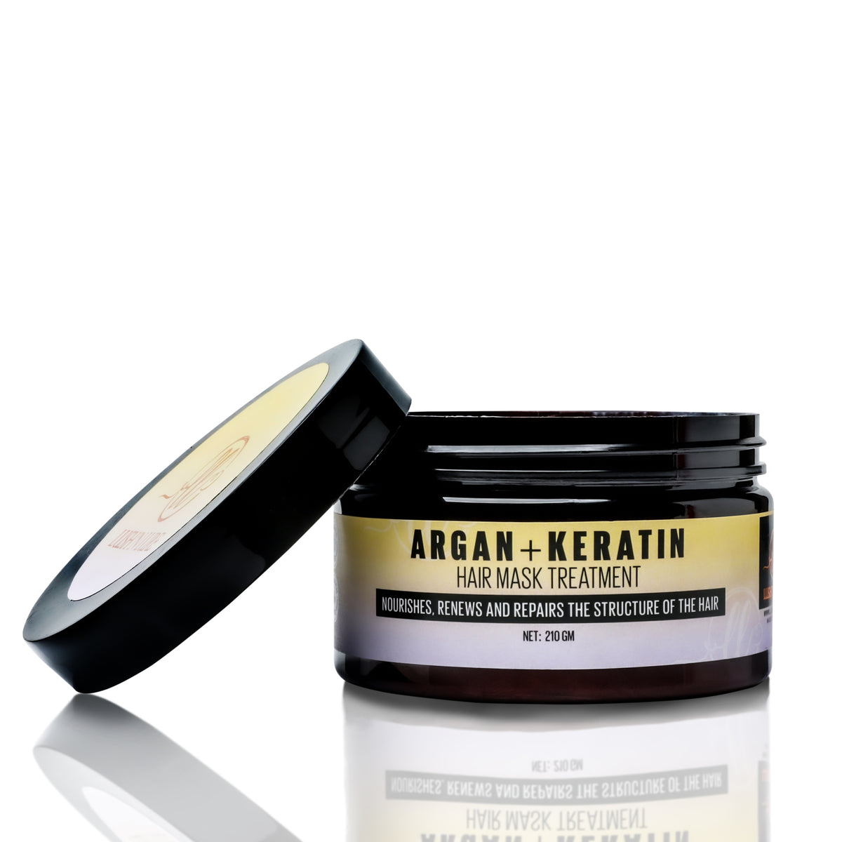  "Image featuring LUSH 'N LURE Argan & Keratin Hair Mask, a luxurious treatment for hair enriched with argan oil and keratin for deep conditioning and repair."